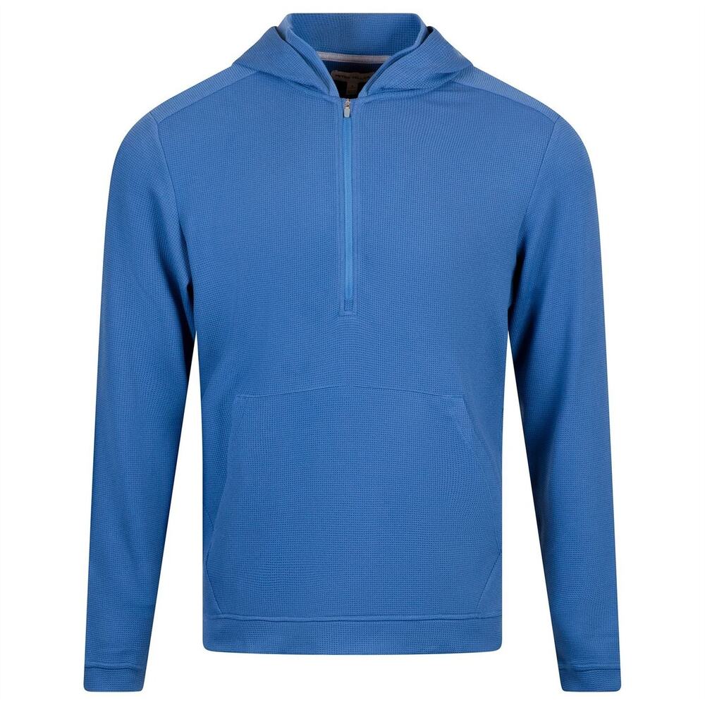 Peter Millar Crown Sport Grid Performance Half Zip Hoodie Sailor Blue Pullover